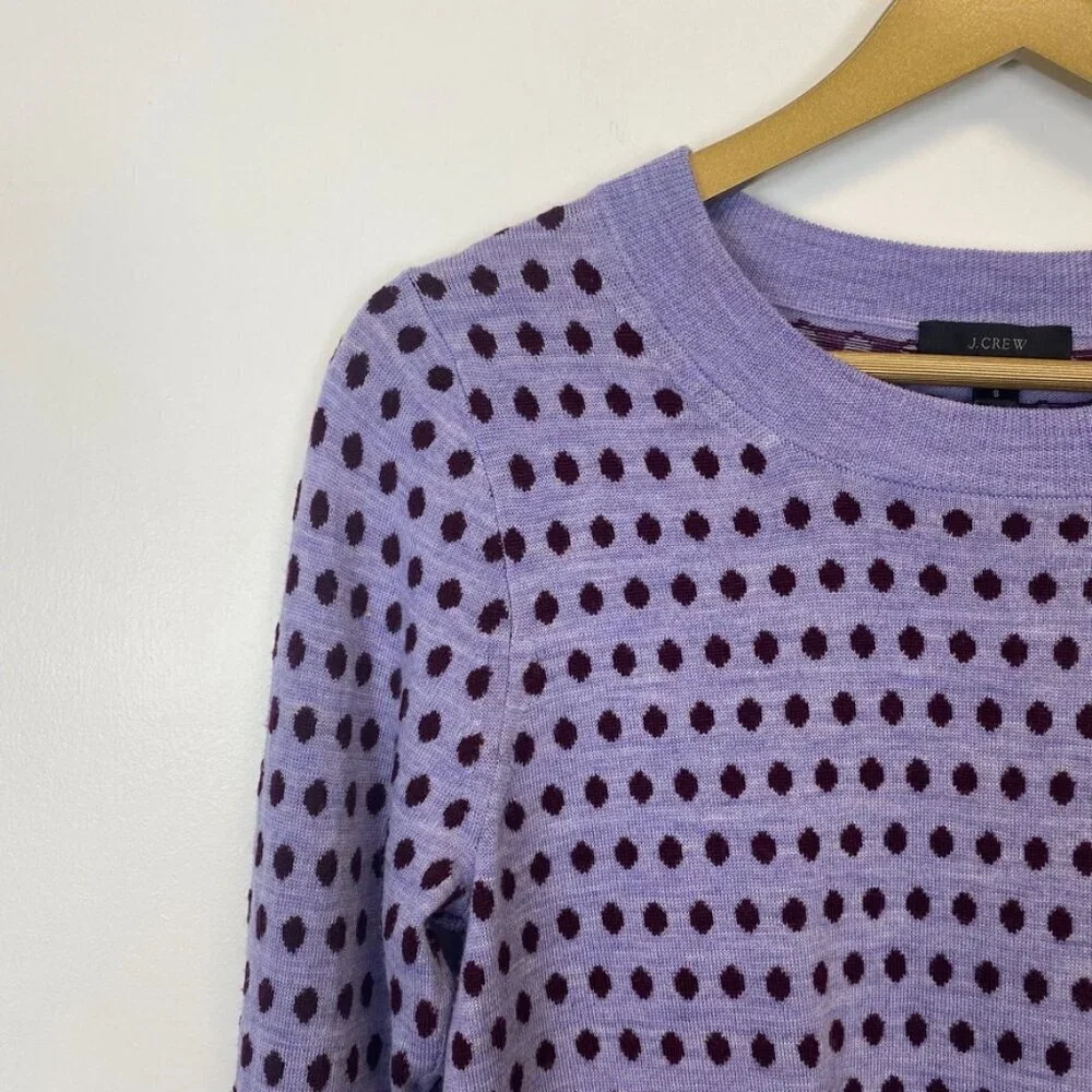 J. Crew 100% Merino Wool Purple Polka Dot Sweater